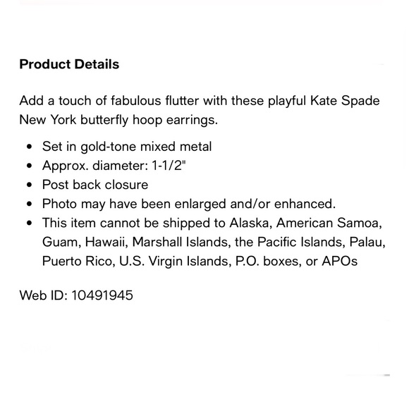 Kate Spade Earrings gold Butterfly 🦋 Hoops with post - Picture 4 of 6